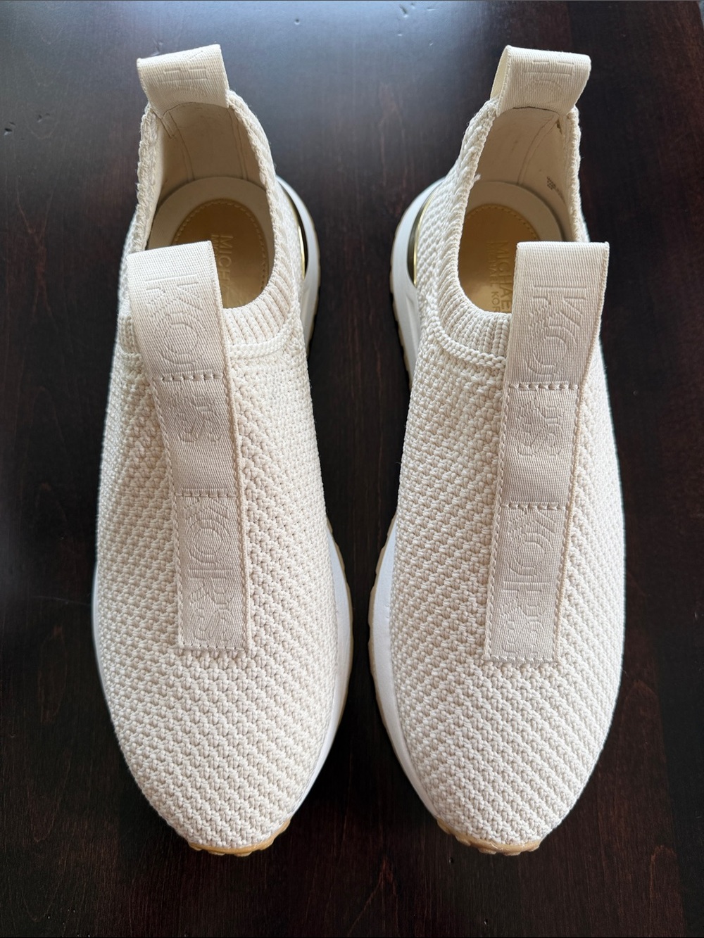 Michael Kors Knit Slip-On Sneakers in Cream